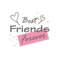 best friends forever with hearts detailed style icon vector design