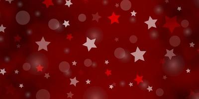Light Red vector background with circles, stars.