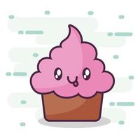 delicious sweet cupcake kawaii style vector