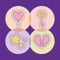 balloon key stars and broken heart vector design