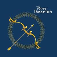 gold bow with arrow in front of mandala ornament on blue background vector design