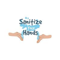 desinfectar las letras de sus manos, lavarse las manos en agua vector