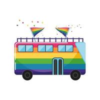 painted tourist bus with LGBTQ colors on white background vector