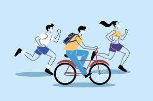 people doing physical activity, healthy lifestyle and fitness