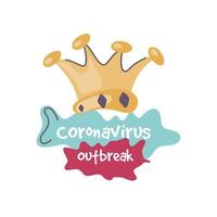 warning sign, coronavirus disease with crown vector