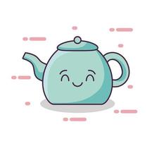 cute teapot kitchen kawaii style vector