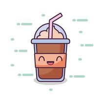 disposable cup for beverages kawaii style vector