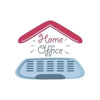 home office lettering with keyboard vector