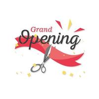 grand opening banner with ribbon cutting vector