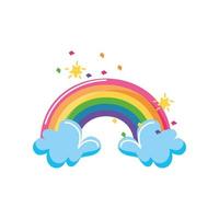 rainbow and clouds with stars on a white background vector