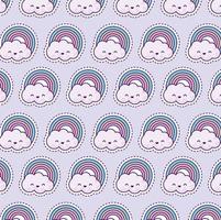 pattern with rainbow and clouds, patch style vector
