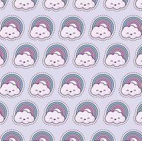 pattern with rainbow and clouds, patch style vector