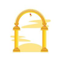 Arco de columna de oro sobre fondo blanco. vector