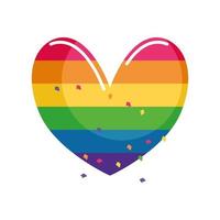 heart with rainbow flag colors for sexual identity on white background vector