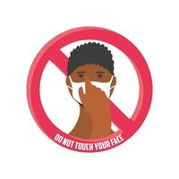 do not touch your face, face touching behind red ban symbol vector