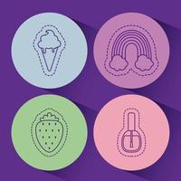 helado arco iris fresa y esmalte de uñas diseño vectorial vector