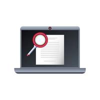 laptop with search symbol on white background vector