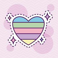 cute and colorful heart, patch style vector