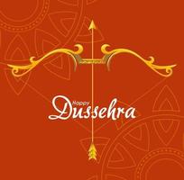 gold bow with arrow in front of mandalas ornaments of happy dussehra vector design