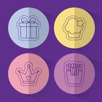 gift muffin crown and french fries vector design