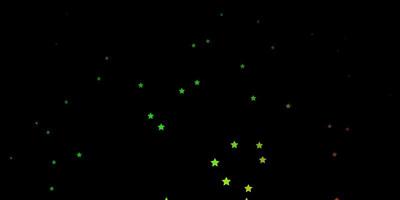 Dark Green, Red vector background with colorful stars.