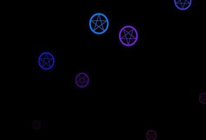 Dark Multicolor vector background with occult symbols.