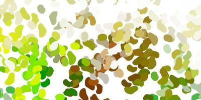 Light green, yellow vector backdrop with chaotic shapes.