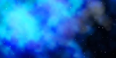 Dark BLUE vector background with colorful stars.