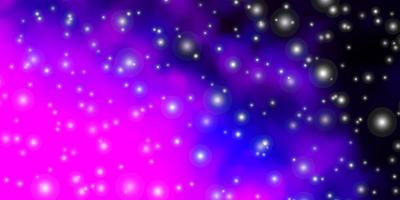 Dark Purple vector background with small and big stars.