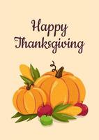 Happy Thanksgiving flat illustration with calligraphic inscription vector