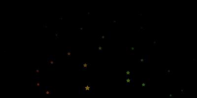 Dark Green, Red vector background with colorful stars.