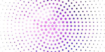textura de vector violeta claro, rosa con hermosas estrellas.