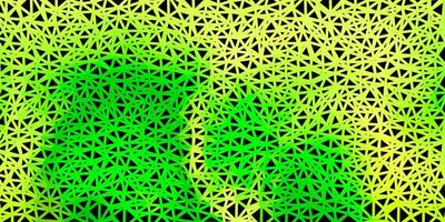 Dark green, yellow vector abstract triangle pattern.