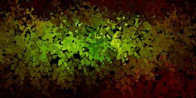 Dark green, yellow vector backdrop with chaotic shapes.