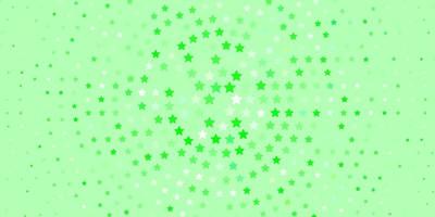 Light Green vector background with colorful stars.