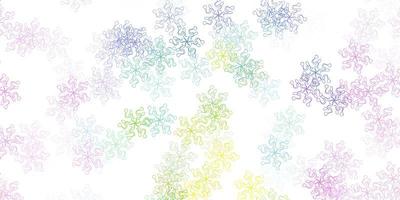 plantilla de doodle de vector multicolor claro con flores.