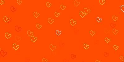 Light Orange vector template with doodle hearts.