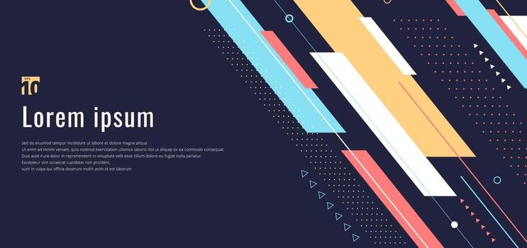 Banner web design template dynamic geometric pattern diagonal stripes line elements on blue background vector
