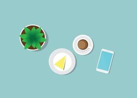 flat design of cake coffee and mobile vector