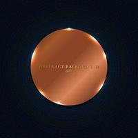 Abstract copper shiny metallic circle with particles elements on dark blue background. vector