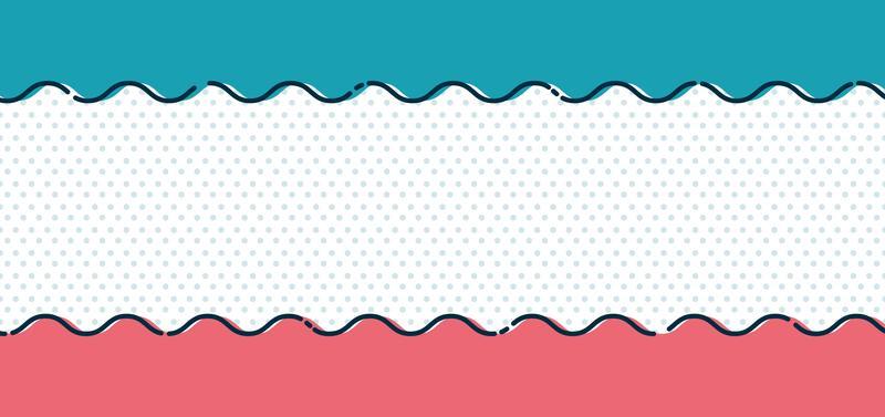 Abstract blue and pink wave line on polka dot background and texture minimal style.