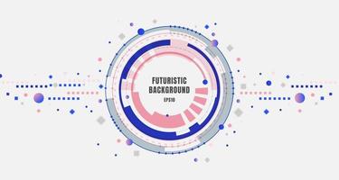Abstract banner design technology futuristic blue and pink gear circles with geometric elements on white background. vector