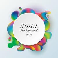 Abstract trendy white circle label on vibrant gradient fluid shape background. vector