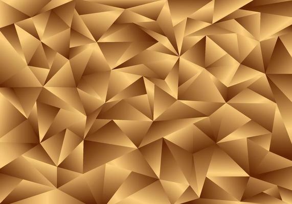 3D golden polygon background and texture. Low poly gold pattern.