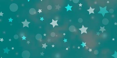 Light BLUE vector texture with circles, stars.