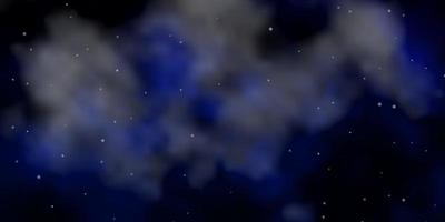 Dark BLUE vector background with colorful stars.