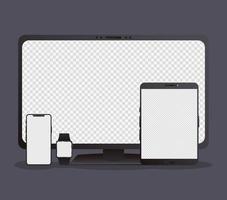 Bundle of electronic devices mock-ups vector