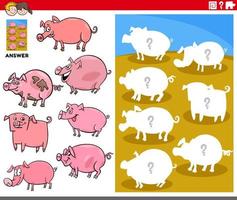 matching shapes game with cartoon pig characters
