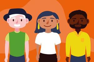 Group of interracial people, inclusion concept vector