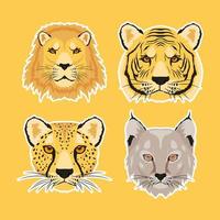conjunto de cabeza de personajes de animales salvajes vector